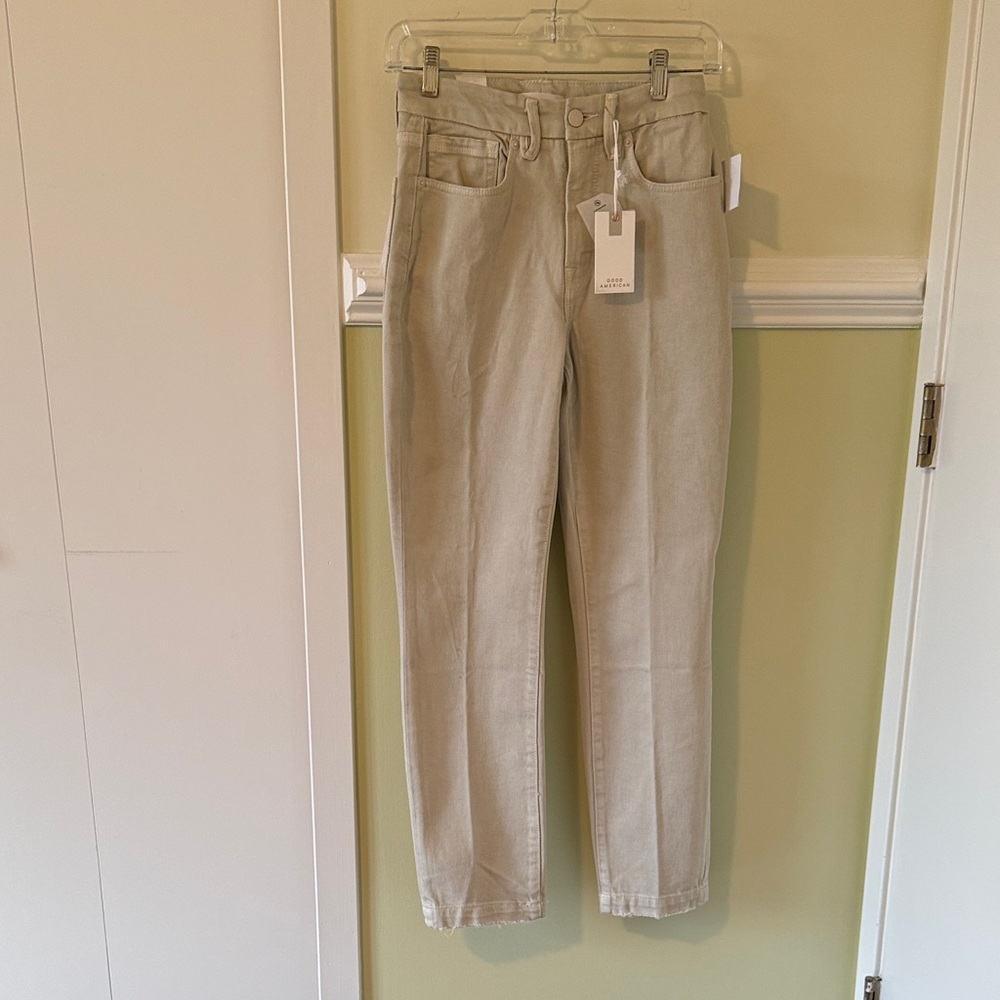 Good American Women's Beige Straight Leg Jeans